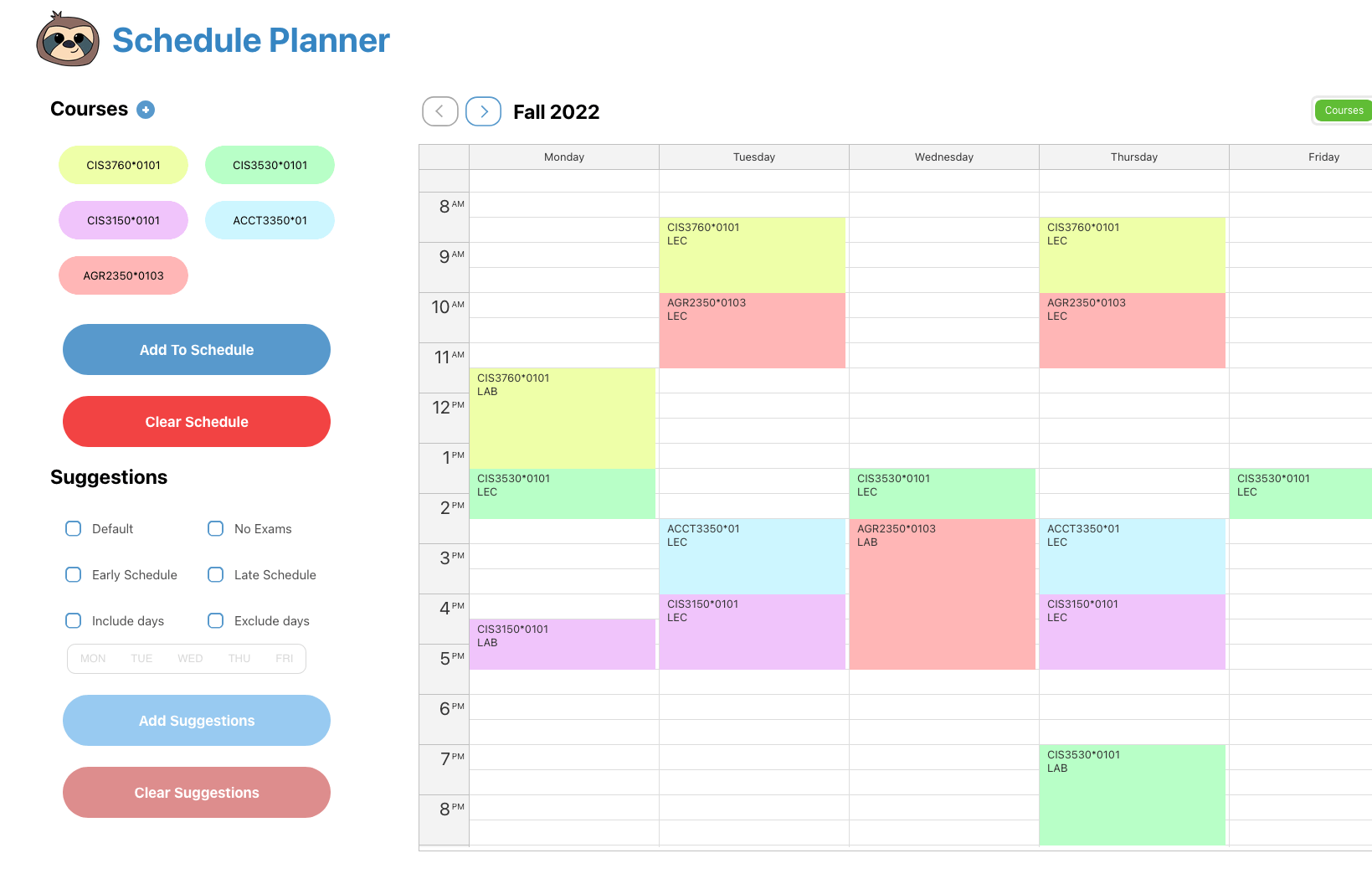 Project I worked on called Schedule Planner